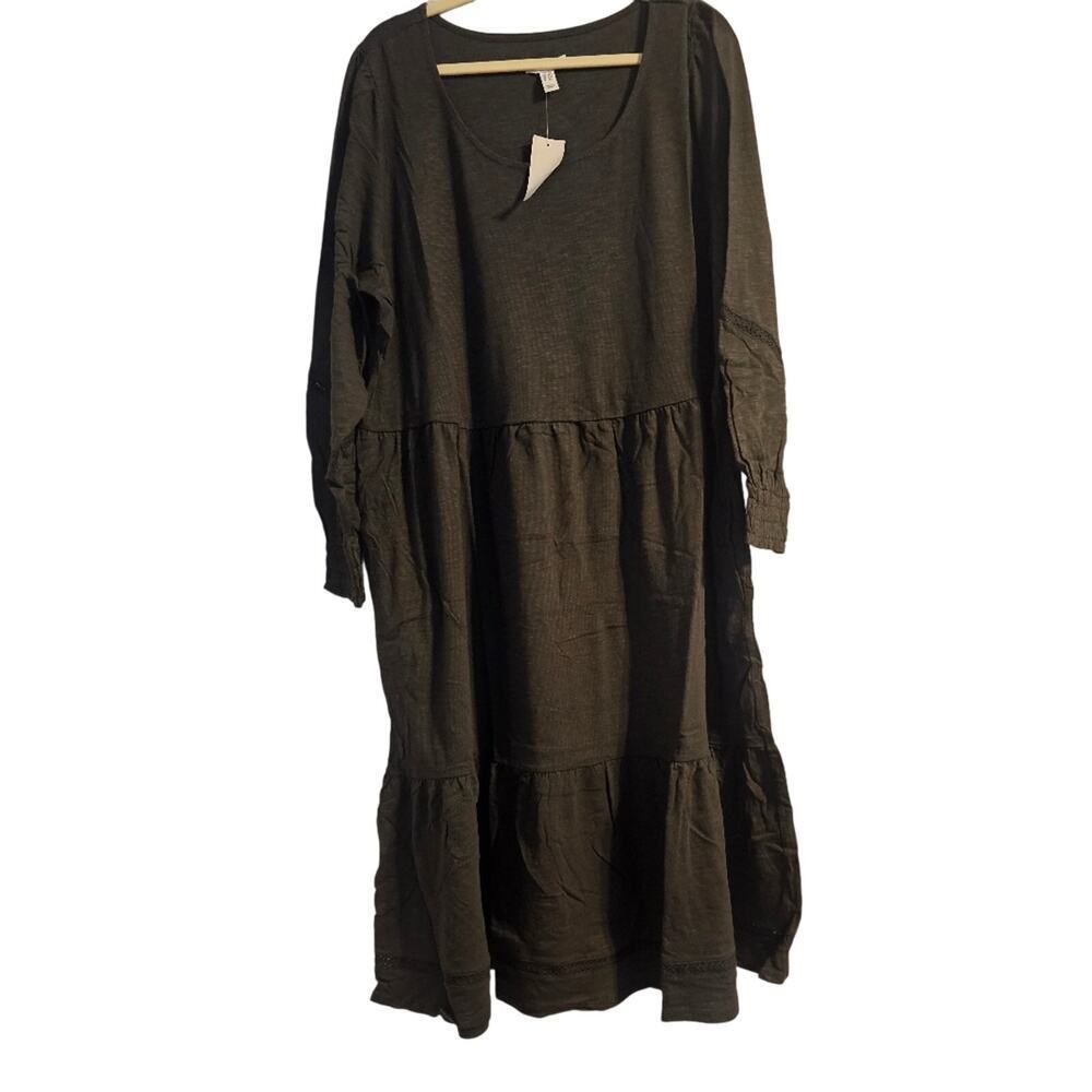 Canyon Retreat Plus Size Long Sleeve Maxi Dress In Washed Black 1X And 2X